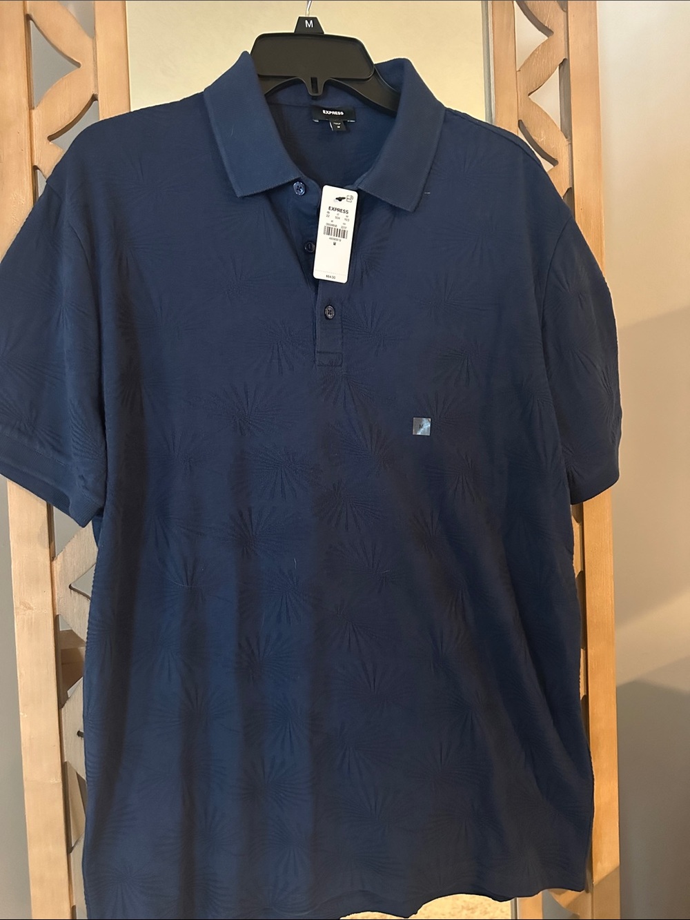 Express Men’s Navy Textured Polo Shirt